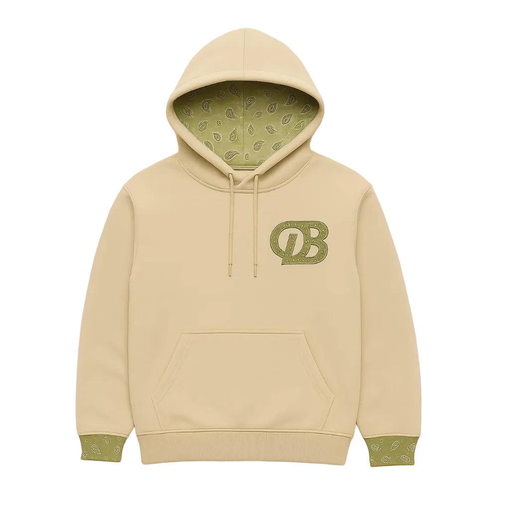 Beige hoodie green interior