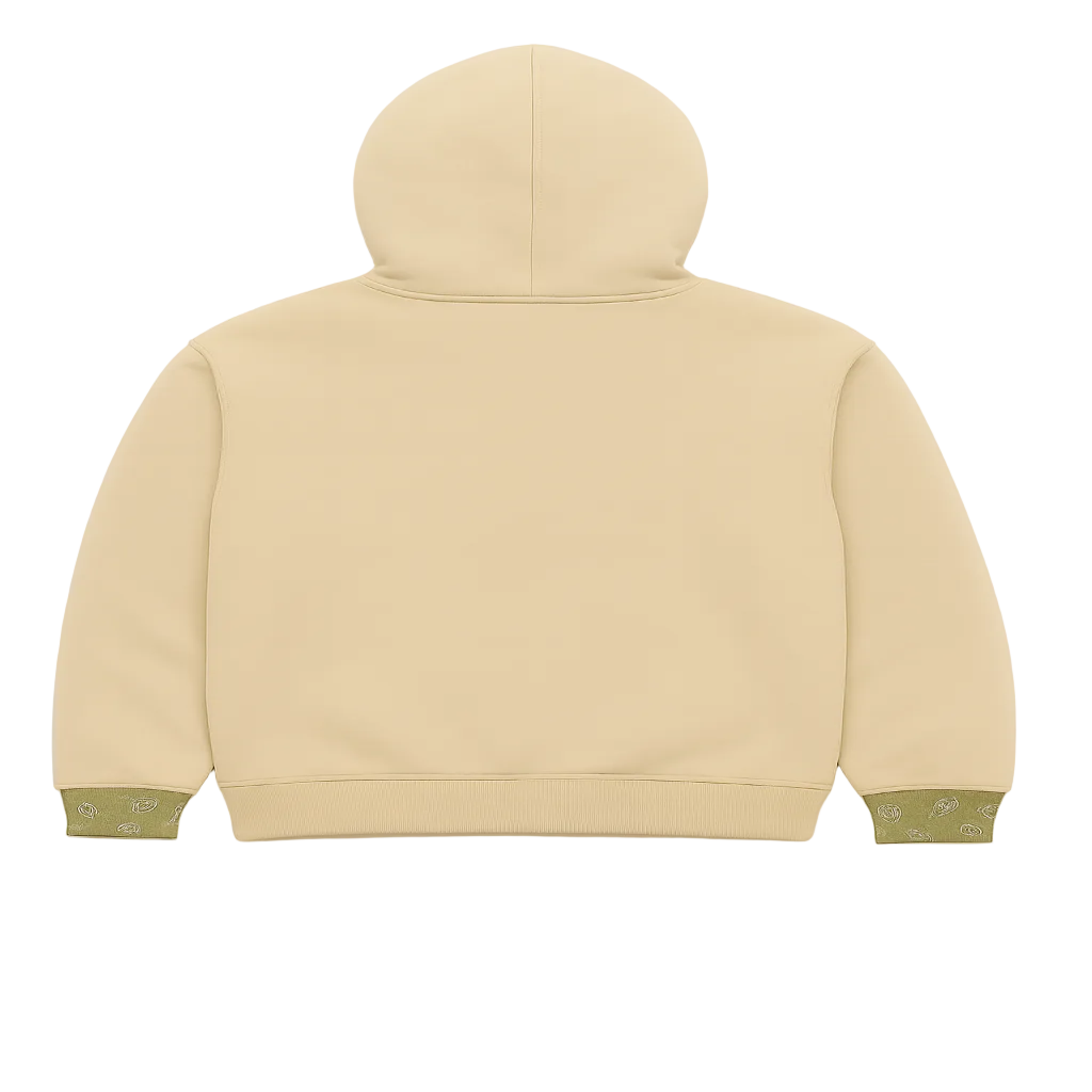 Beige hoodie green interior