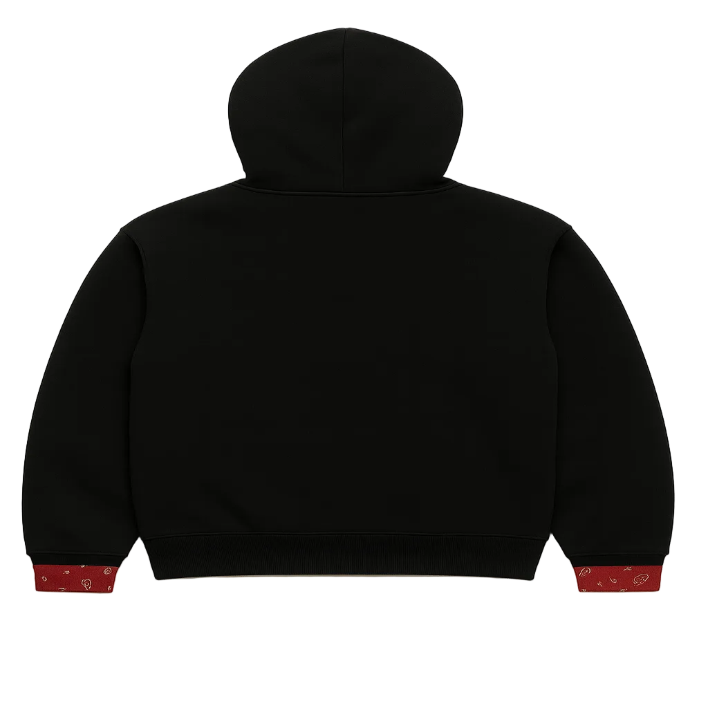 Black hoodie red interior