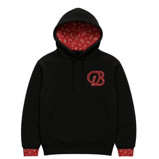 Black hoodie red interior